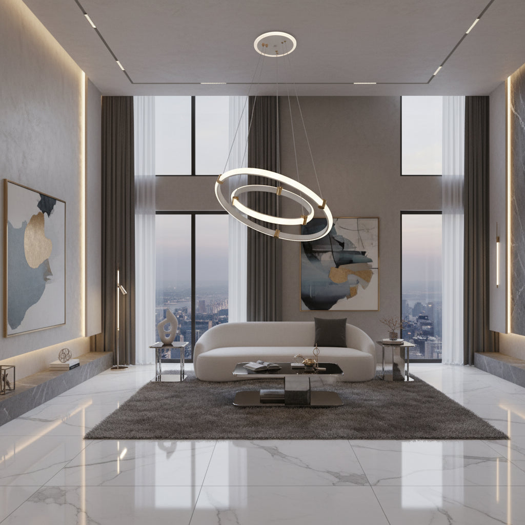 Lustra LED Suspendata ZENO White Echivalent 250W Telecomanda