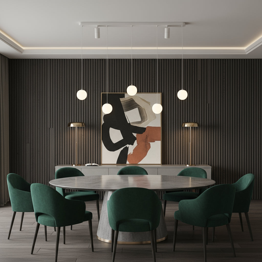 Lustra LED Suspendata Abajur cu 2 Spoturi KERU White Echivalent 200W Telecomanda