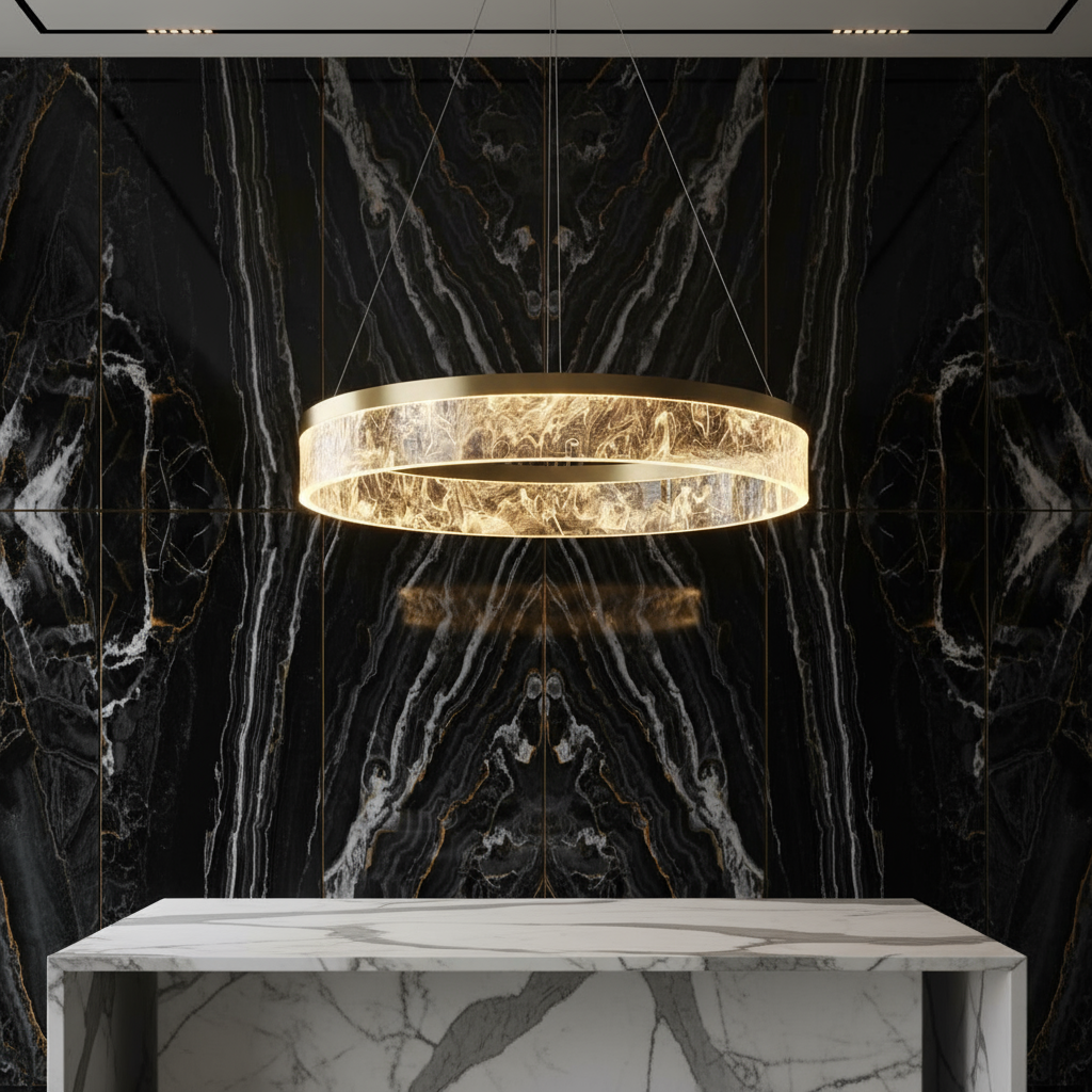 Lustra LED Suspendata OMNI Gold Echivalent 250W Telecomanda