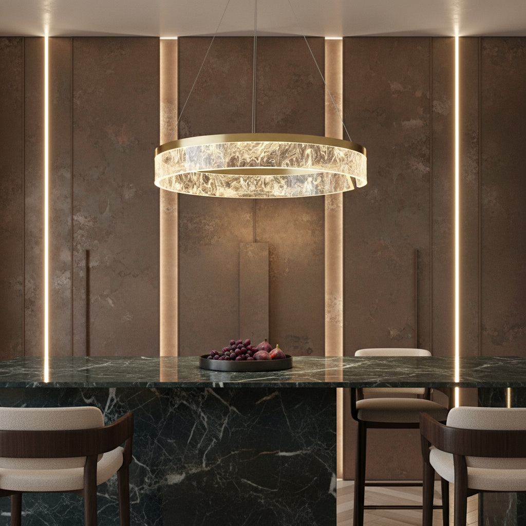 Lustra LED Suspendata OMNI Gold Echivalent 250W Telecomanda