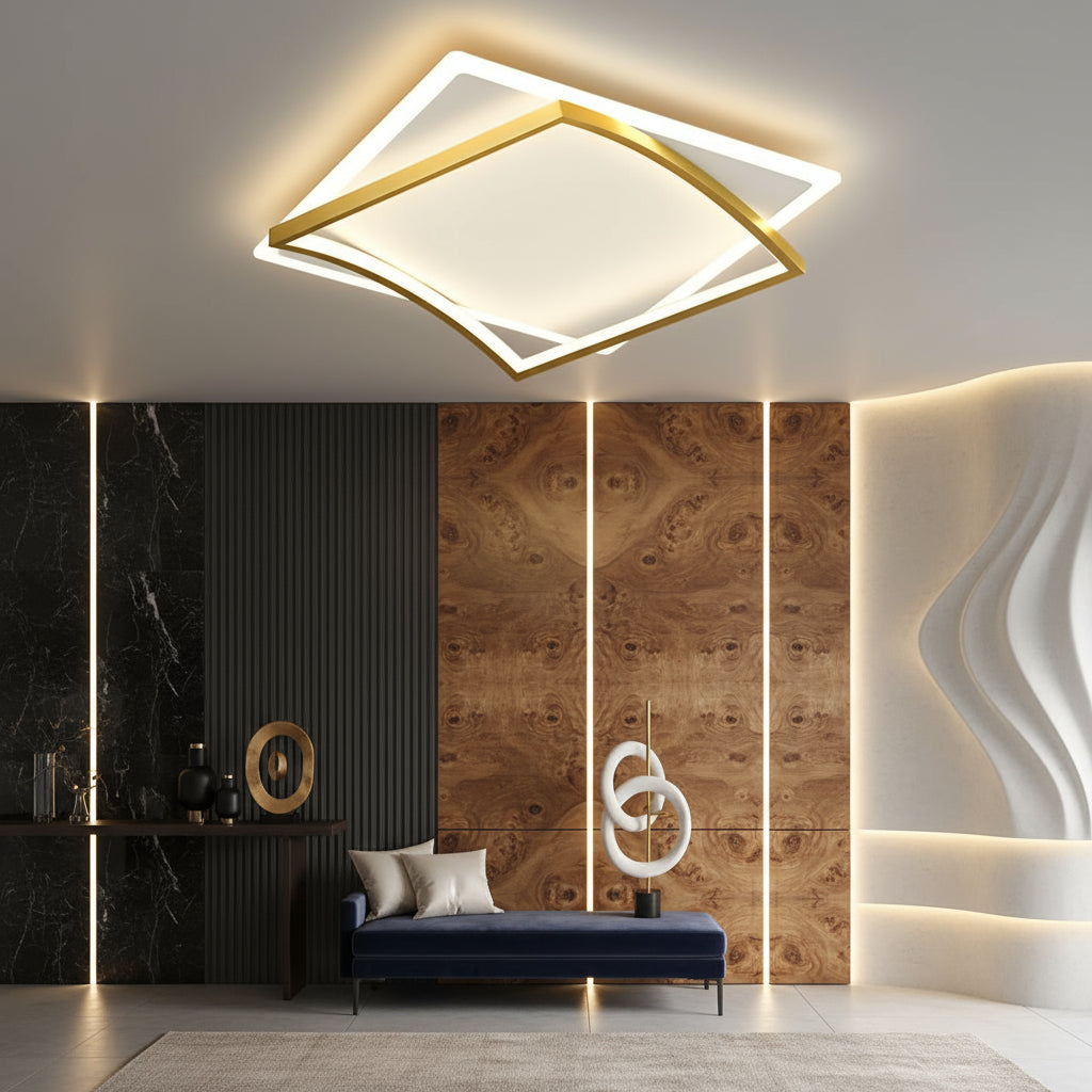 Lustra LED RAVI GOLD Echivalent 430W Telecomanda