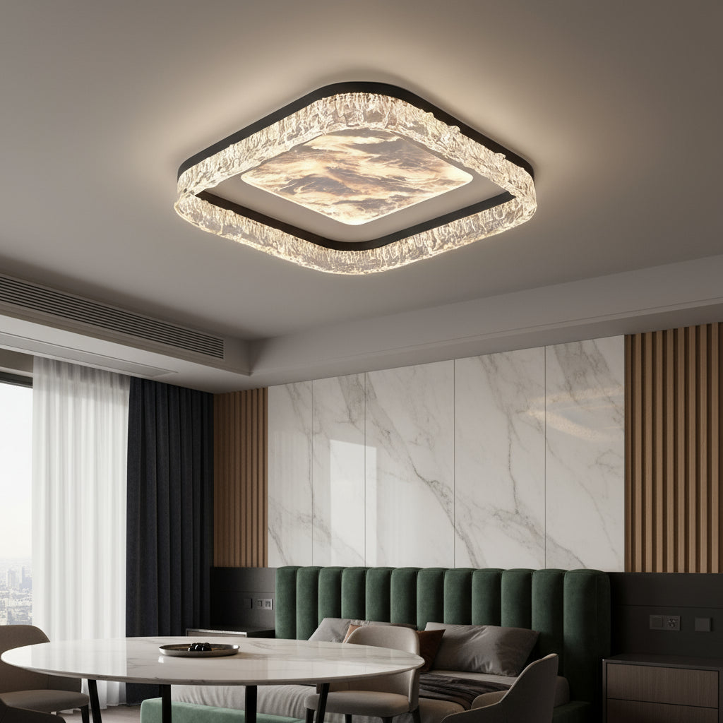 Lustra LED SQUARE SAARI Black Echivalent 500W Telecomanda