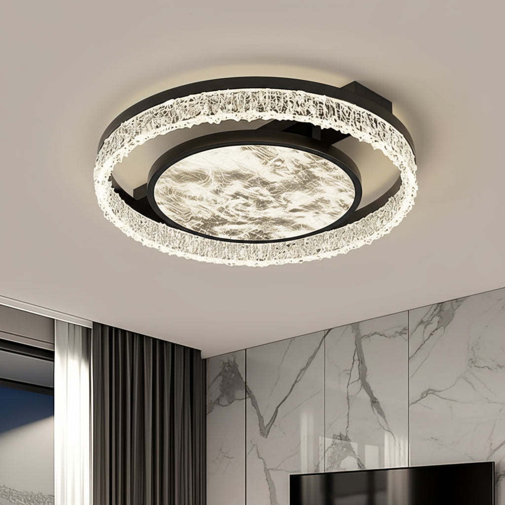 Lustra LED Round SAARI Black Echivalent 400W Telecomanda