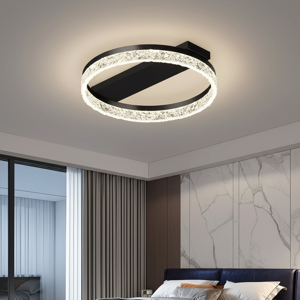 Lustra LED ROUND SAARI Black Echivalent 200W Telecomanda