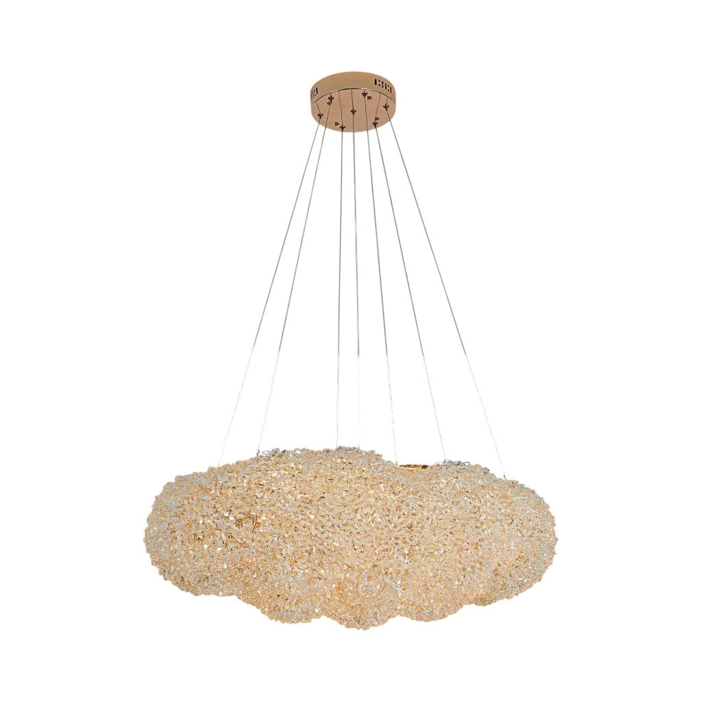 Lustra LED Suspendata Cristal ENZO Golden Sponge Echivalent 600W