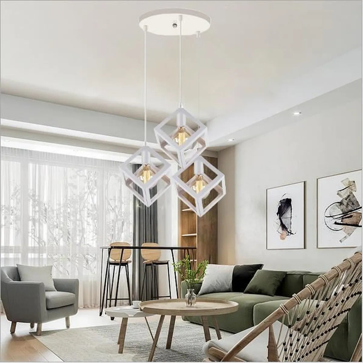 Lustra FEDRA CUB ALB Vintage Suport Rotund