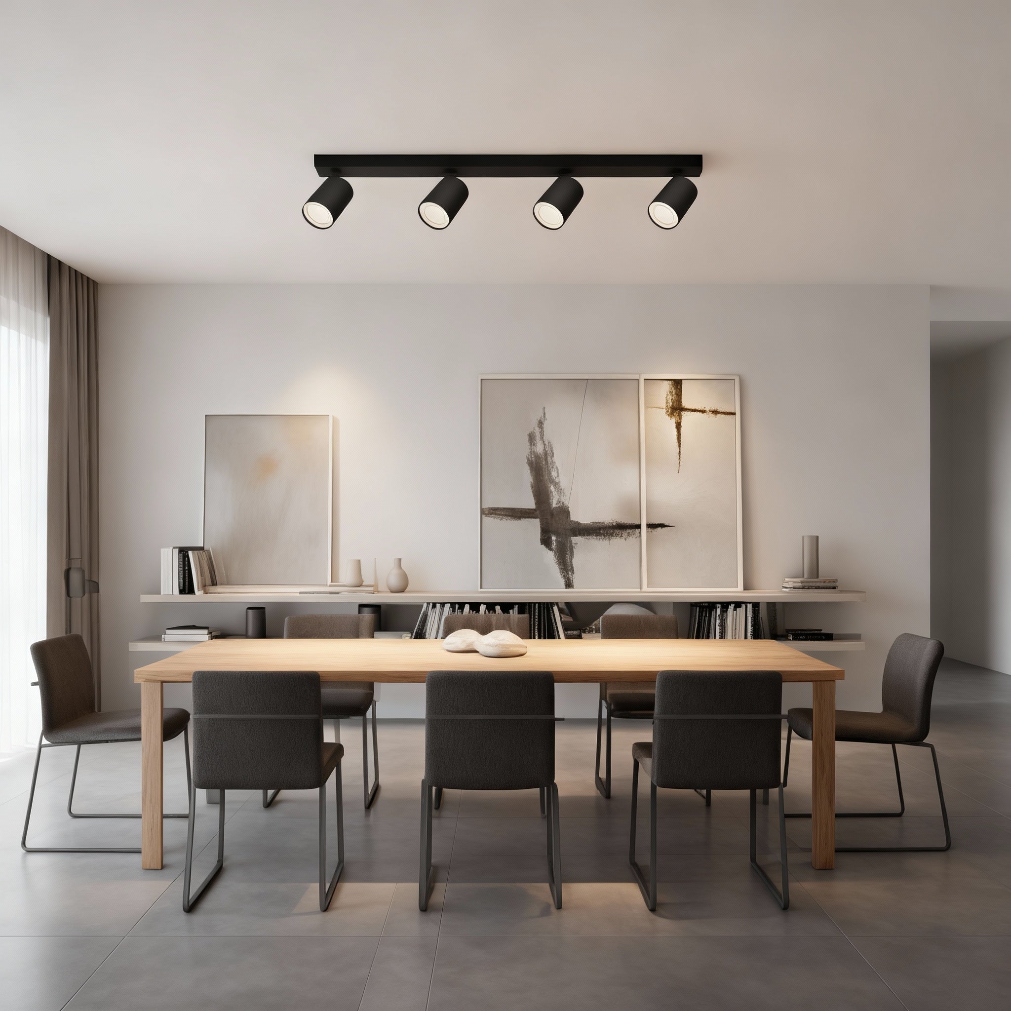 Lustra Neagra Liniara cu 4 Spoturi Reglabile 4xGU10