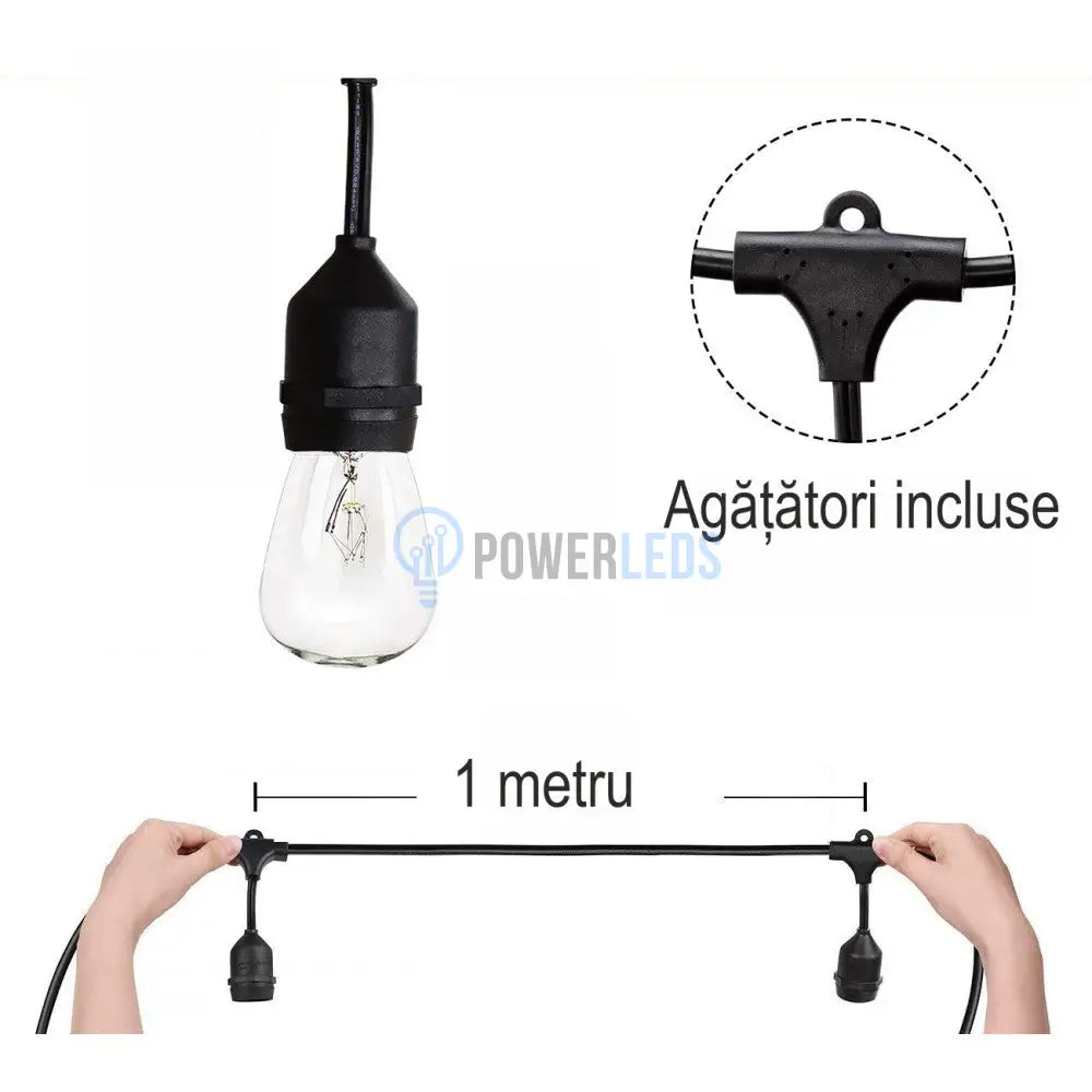 Ghirlanda Luminoasa Cu Pendule 10M / 10Xe27 Interconectabil Bulb Strip