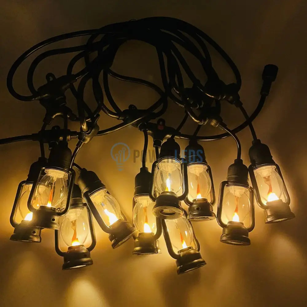 Ghirlanda Luminoasa Tip Felinar 5m / 10 Becuri, Flacara miscatoare , Interconectabil powerleds.ro
