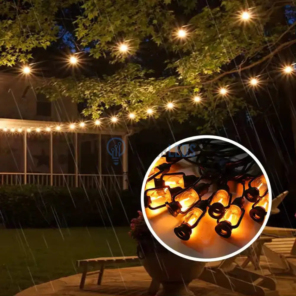 Ghirlanda Luminoasa Tip Felinar 5m / 10 Becuri, Flacara miscatoare , Interconectabil powerleds.ro