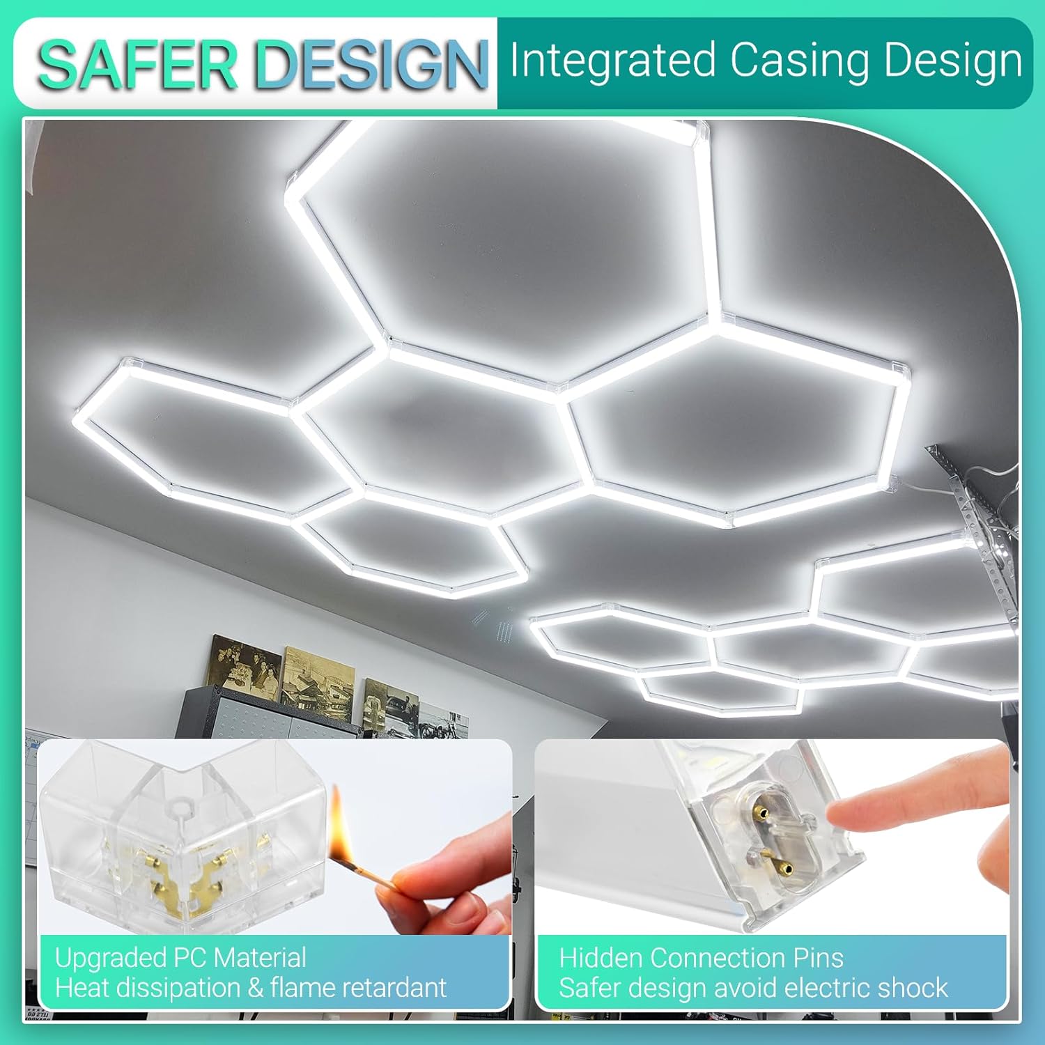 HoneyComb LED 5 Hexagoane Luminoase 192W 235 X 164 CM