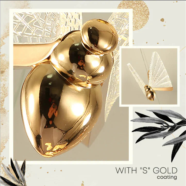 Lustra LED Luxury 2 Golden Butterflies