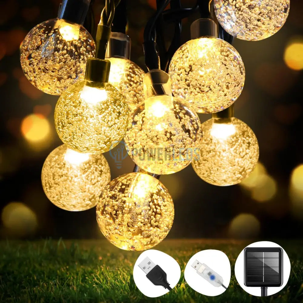 Instalatie Led Bubble Liniara Solara 50 Led-Uri 6.5M Solar Light Rope