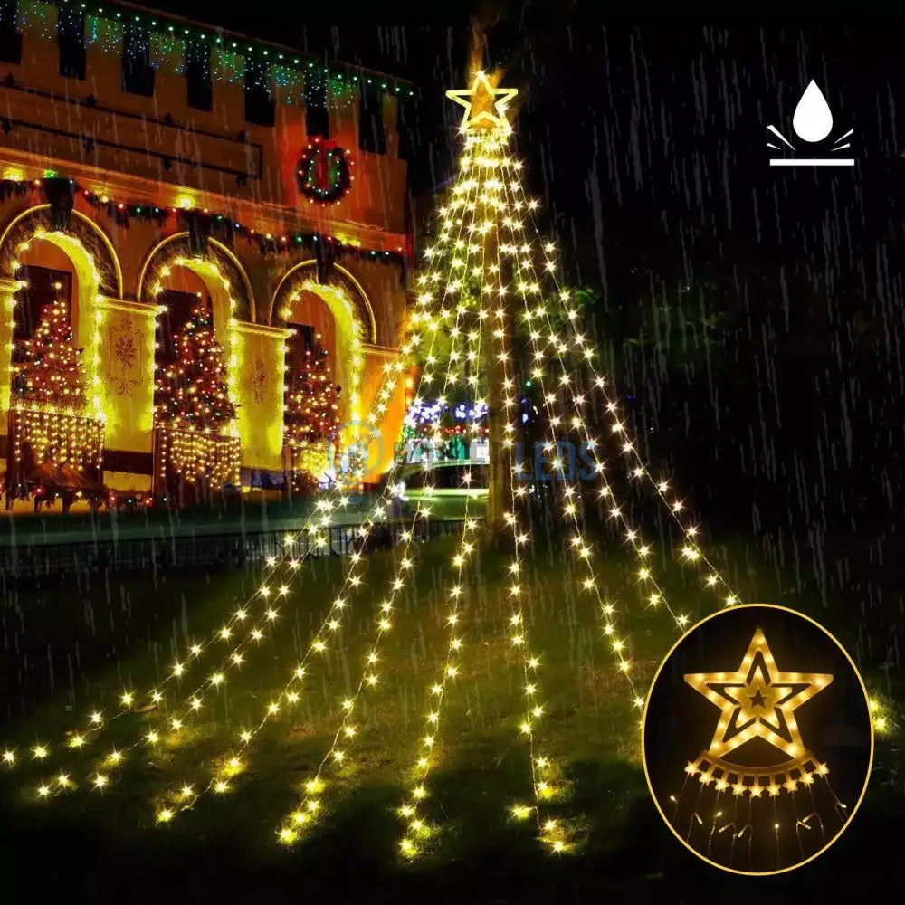 Instalatie Led Perdea Cu Stea In Varf Christmas Light