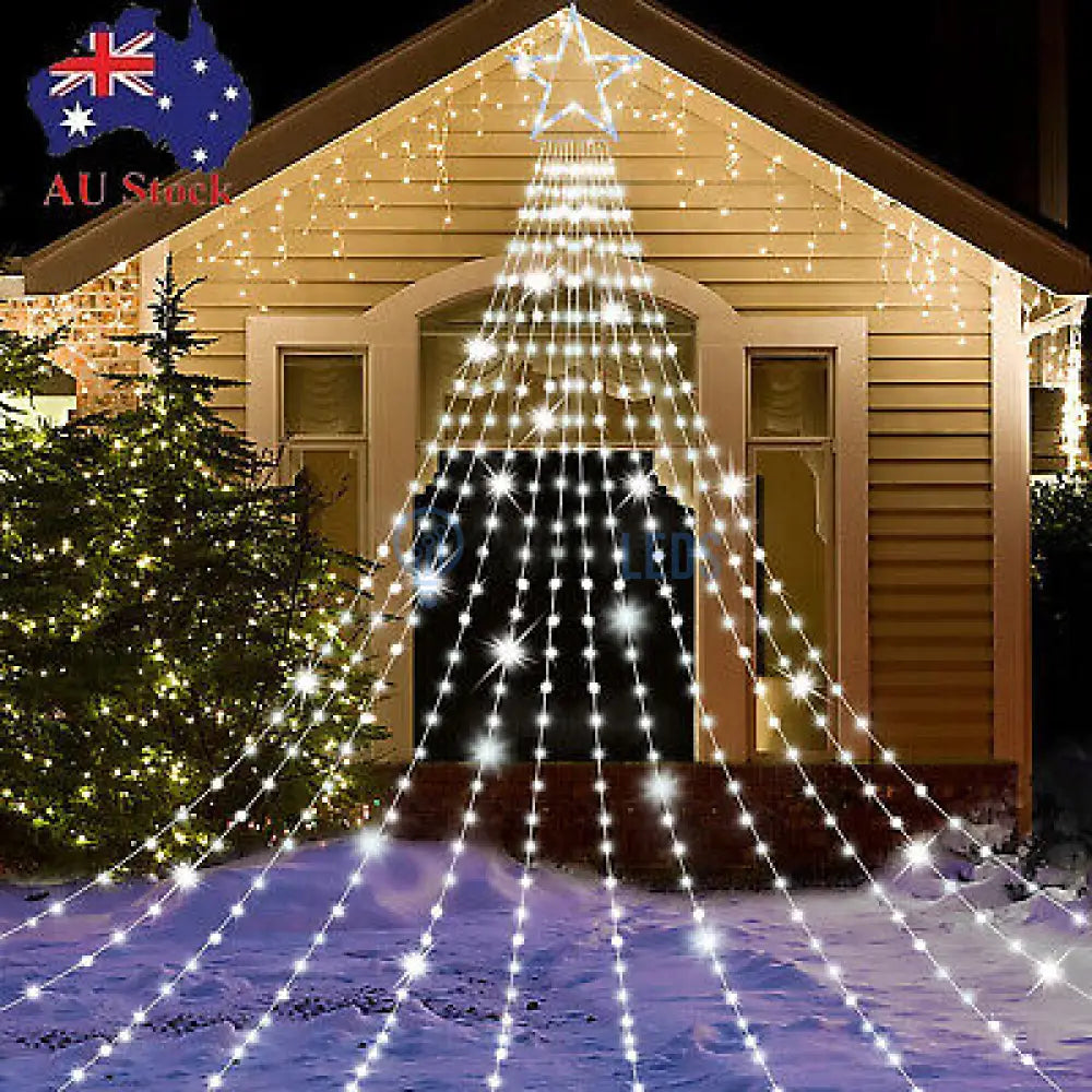 Instalatie Led Perdea Cu Stea In Varf Christmas Light