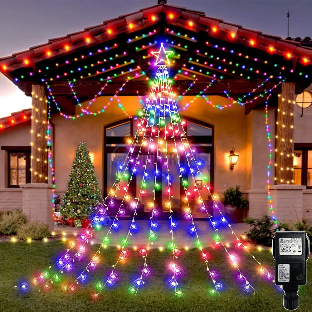 Instalatie Led Perdea Cu Stea In Varf Christmas Light