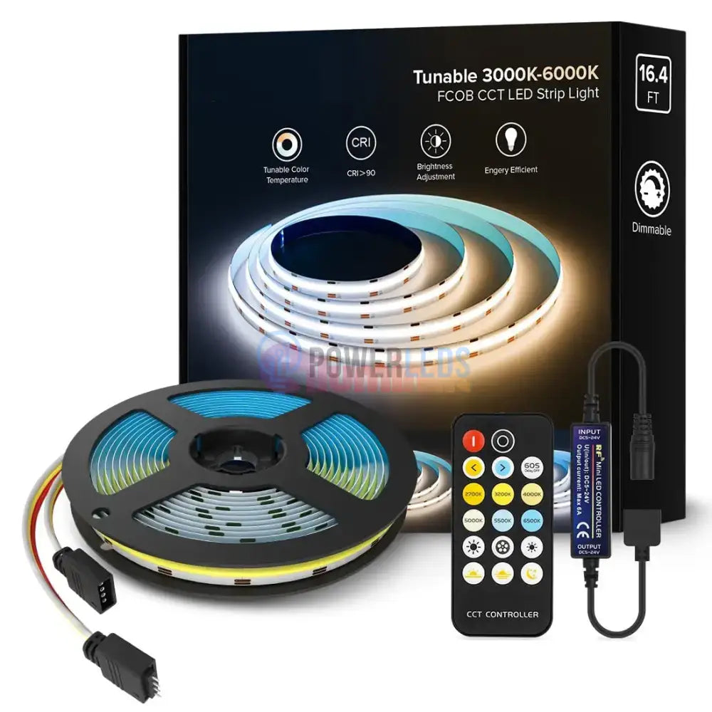 KIT Banda LED 24V CCT 5 metri cu 3 Tipuri de Lumina si Telecomanda powerleds.ro