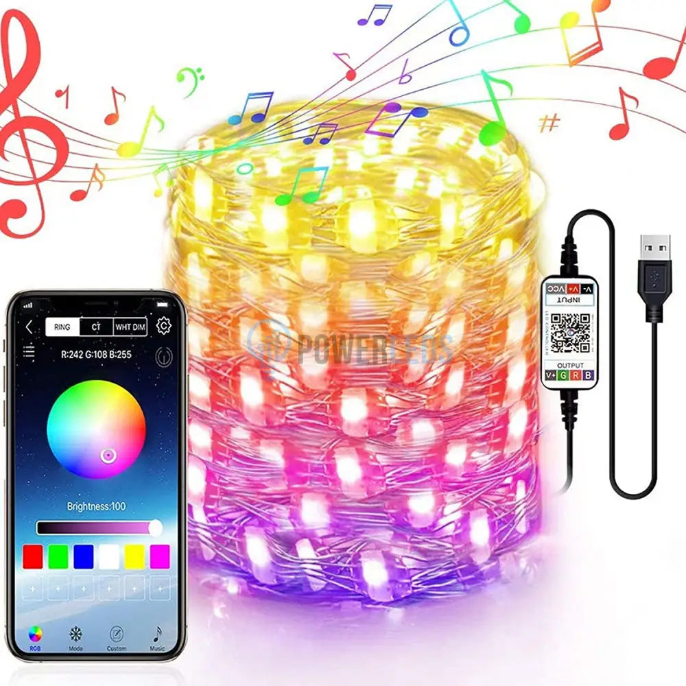 Kit Banda Led Rgb Ic Smart Digital 12V 10M Usb Telecomanda 24 Taste Christmas Light