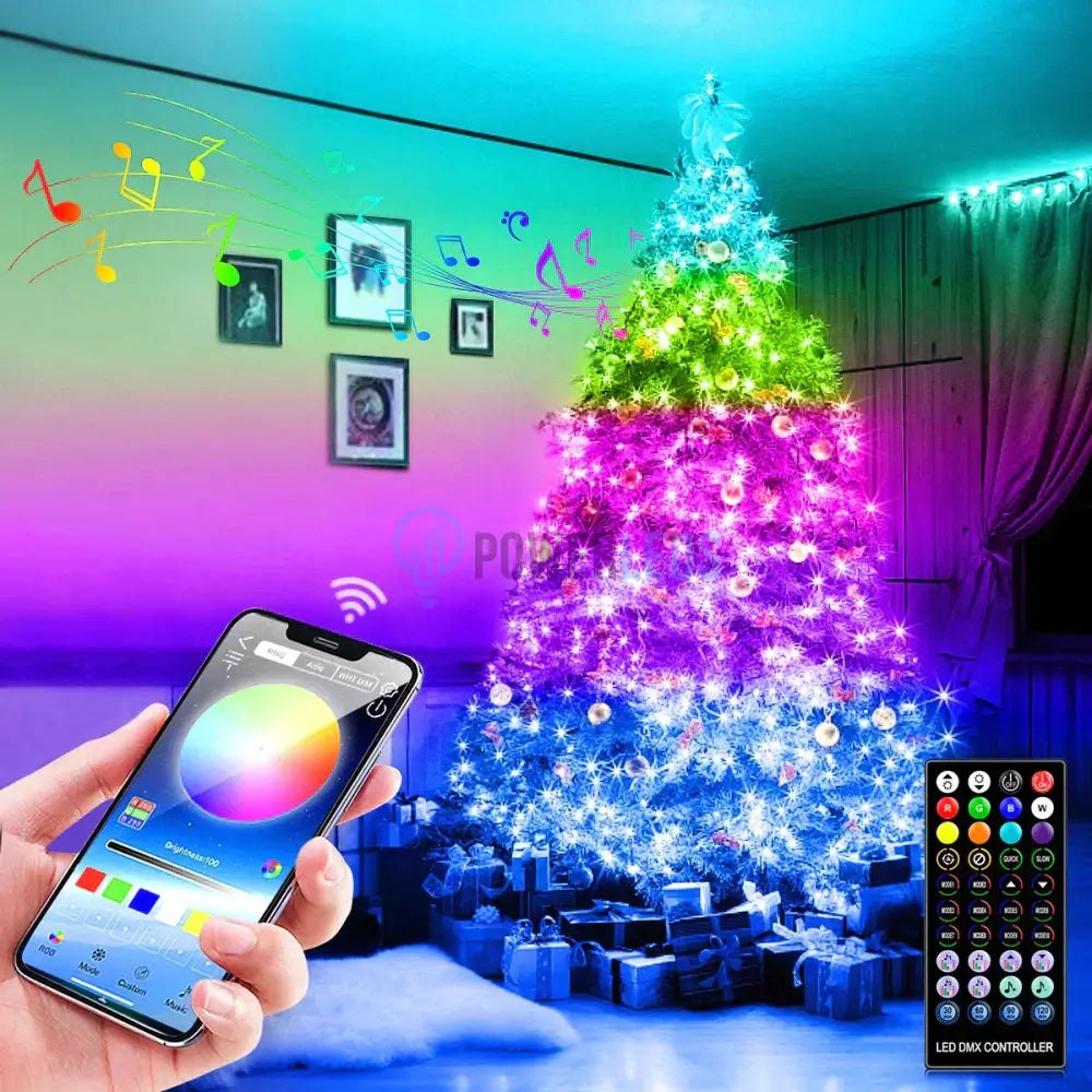 Kit Banda Led Rgb Ic Smart Digital 12V 10M Usb Telecomanda 24 Taste Christmas Light