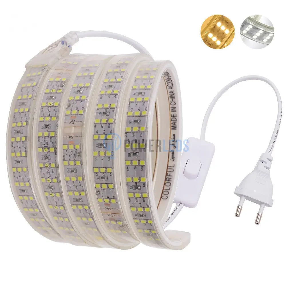Kit Complet Banda Led 2835 3 Randuri 220V - 22W/Ml Strips