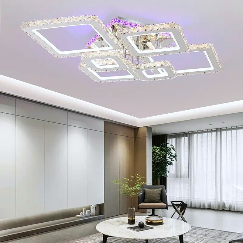 Lustra LED 4+2 DIAMOND RGB Chrome Cristal Echivalent 1000W