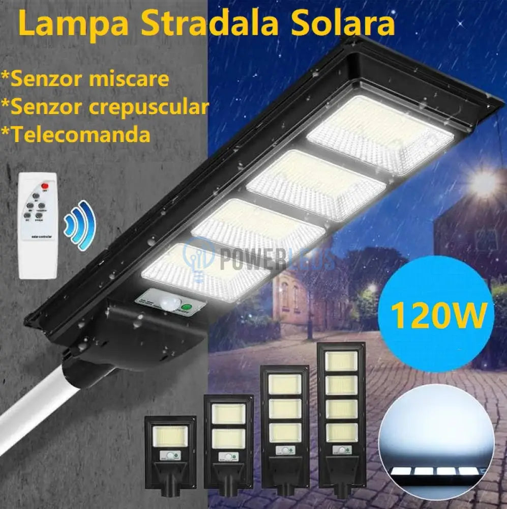 Lampa Led 120W Solara Slim Senzor Miscare + Telecomanda Solar Street Light