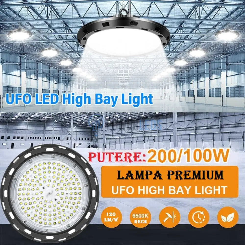 Lampa Led 200W Iluminat Industrial Ufo 120 Premium Lm-W Hi Bay