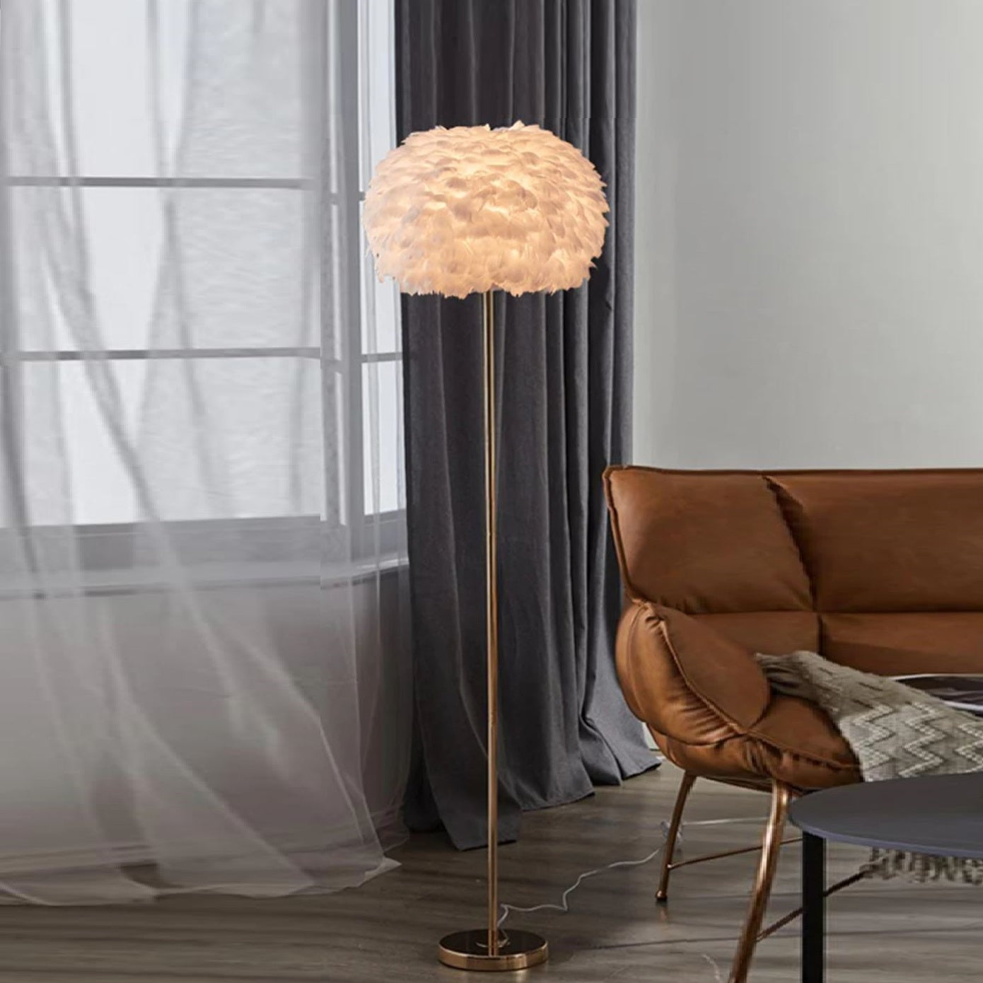 Lampadar Metalic GOLD 150cm Feather Cloud