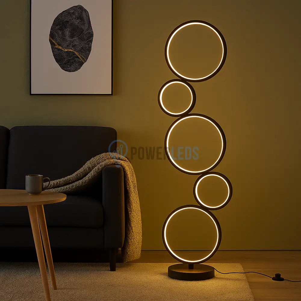 Lampadar LED 100CM 50W Rings Black 3Functii de Lumina powerleds.ro