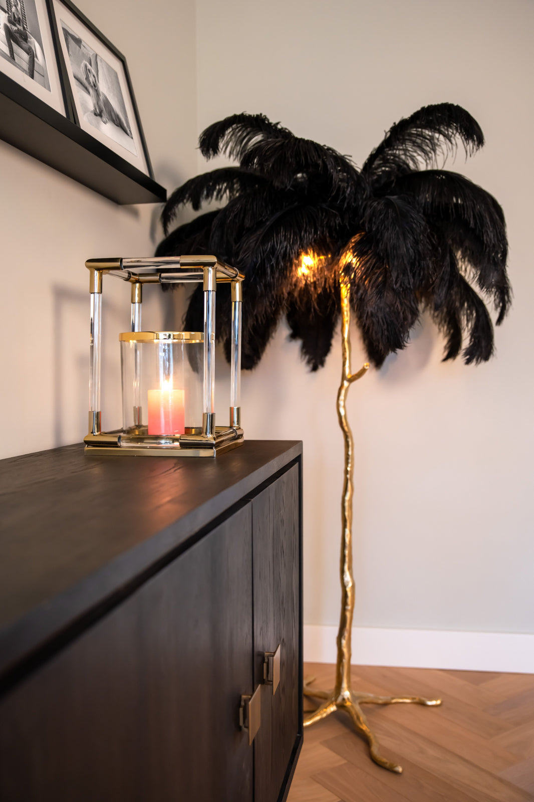 Lampadar Baroque Luxury Feathers Black