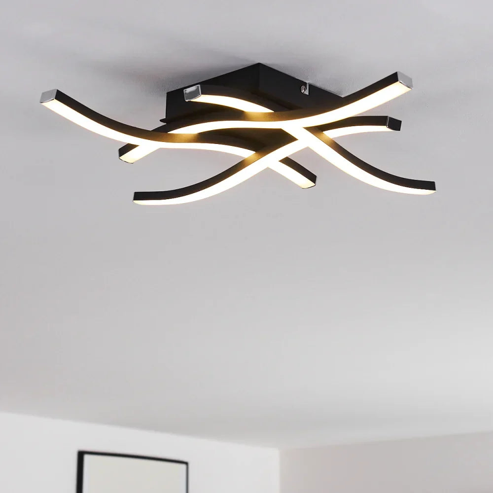 Aplica LED Waves Lines Black Echivalent 300W