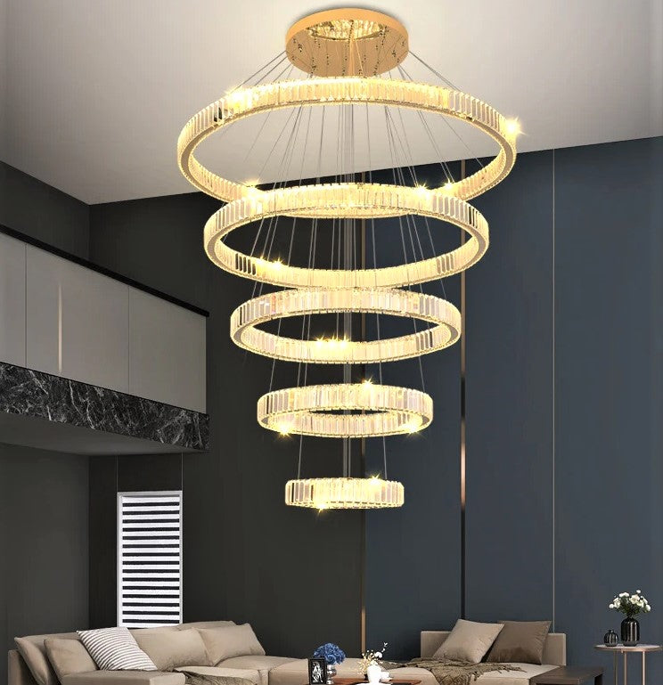Candelabru LED 180W Cristal ROYAL GOLD 5 Segmente Telecomanda