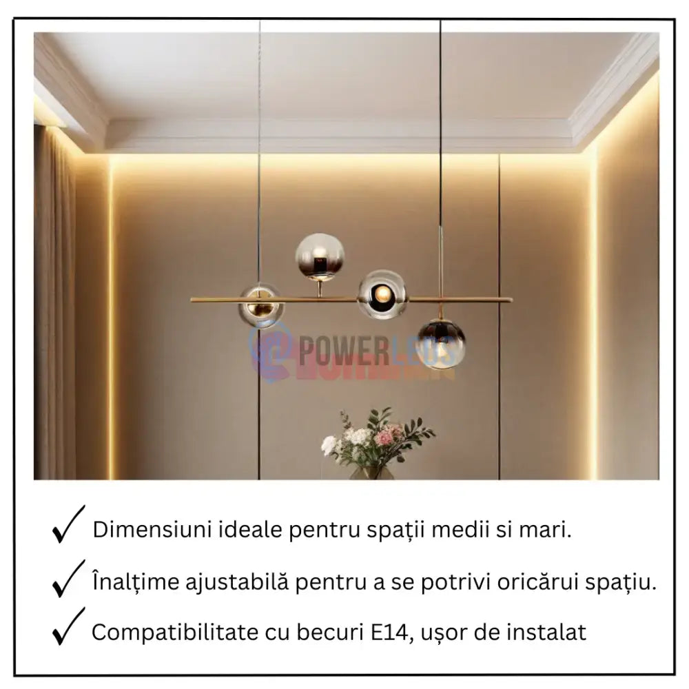 Lustra Abajur 4xE14 Suspendata Phantom Noir powerleds.ro
