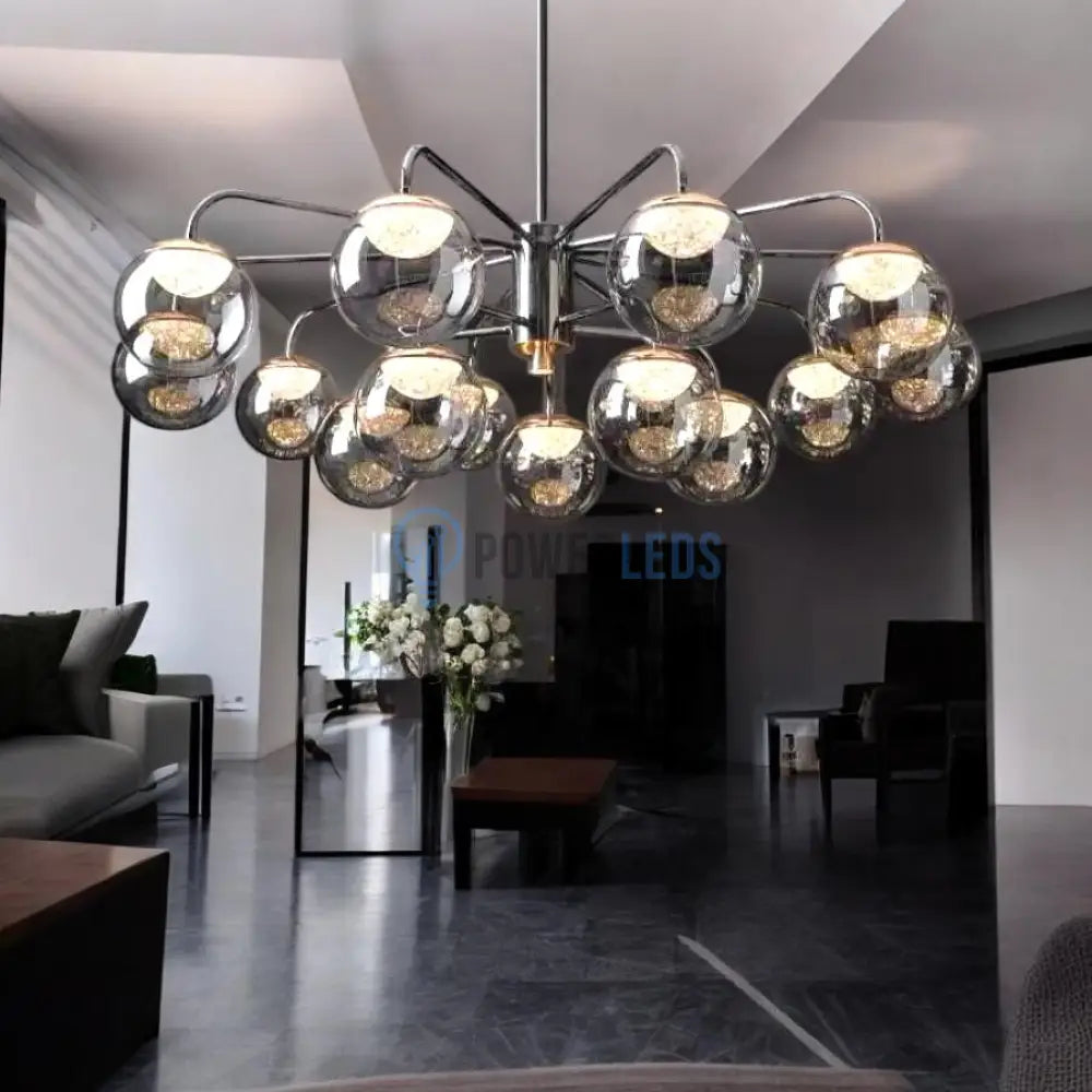Lustra Abajur Fumuriu Black MOZART Grande 15xE27 powerleds.ro