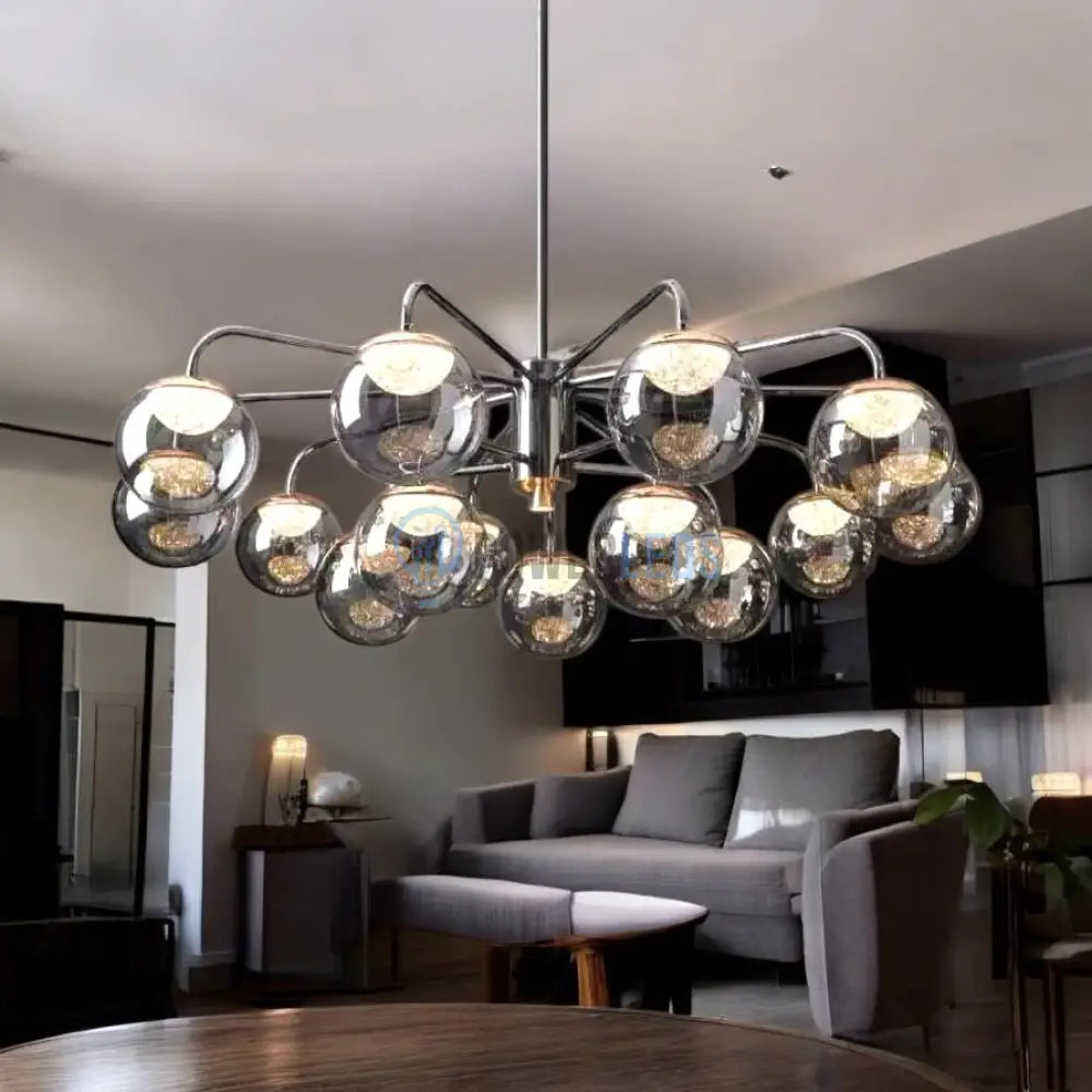 Lustra Abajur Fumuriu Black MOZART Grande 15xE27 powerleds.ro