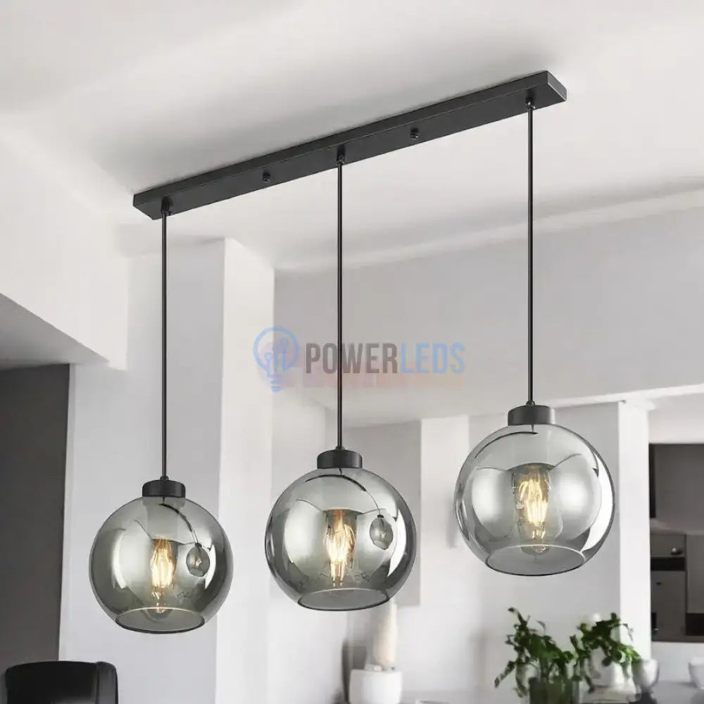 Lustra Abajur Fumuriu FIORE Suport Liniar 3xE27 NEAGRA / ABAJUR Chandeliers