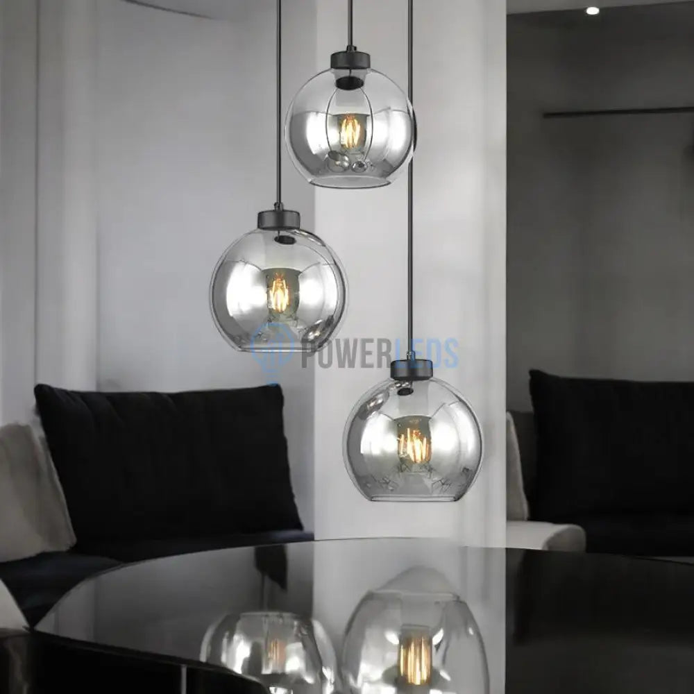 Lustra Abajur Fumuriu FIORE Suport Rotund 3xE27 powerleds.ro