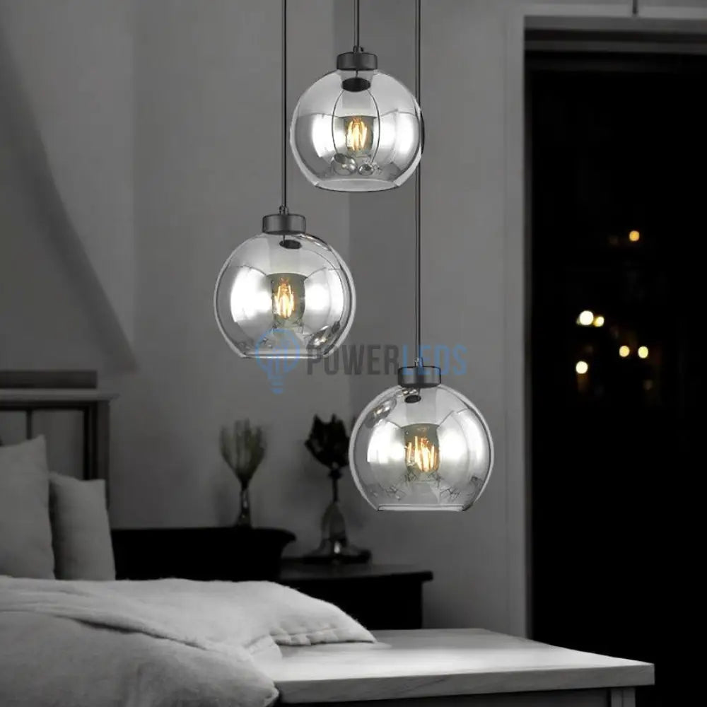 Lustra Abajur Fumuriu FIORE Suport Rotund 3xE27 powerleds.ro
