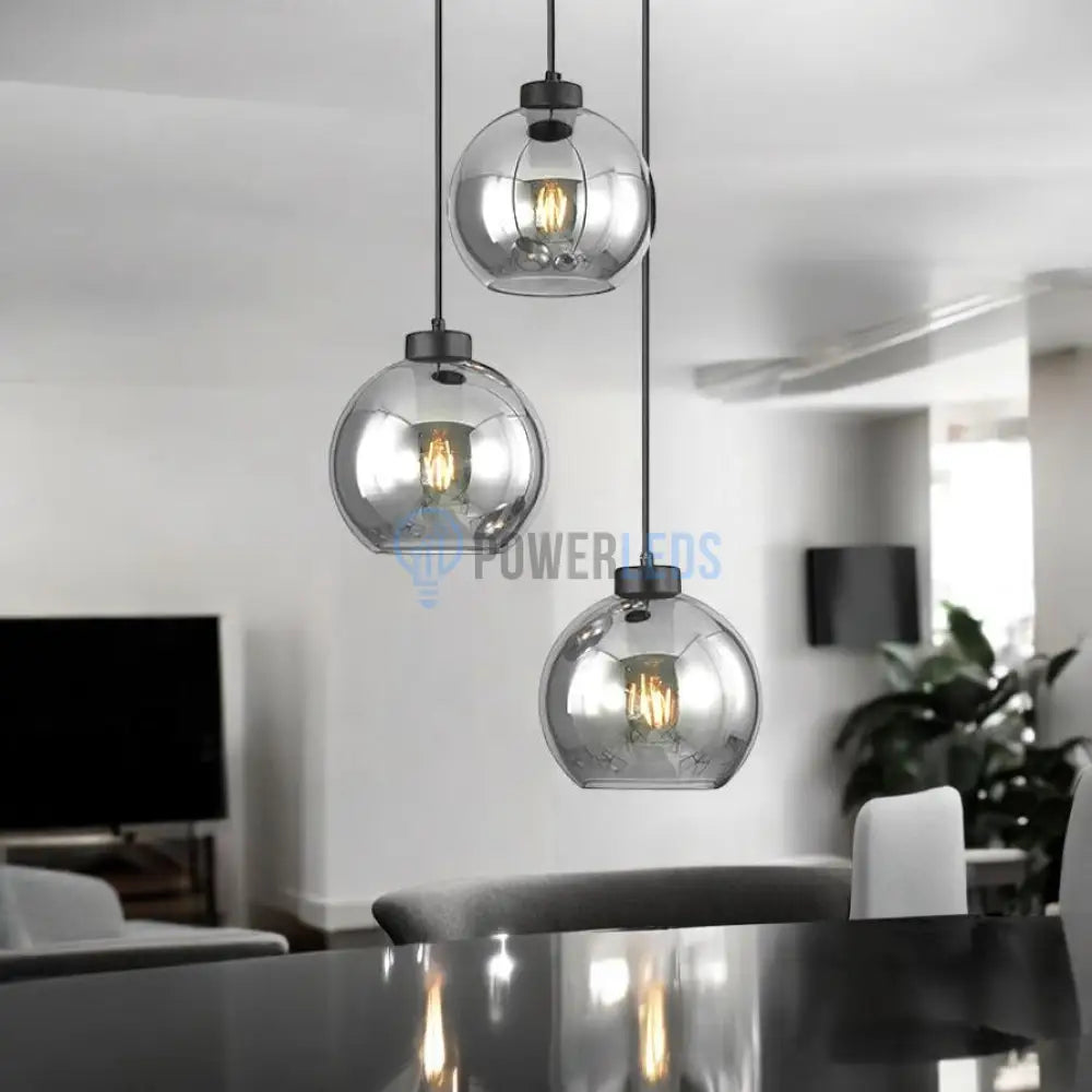 Lustra Abajur Fumuriu FIORE Suport Rotund 3xE27 powerleds.ro