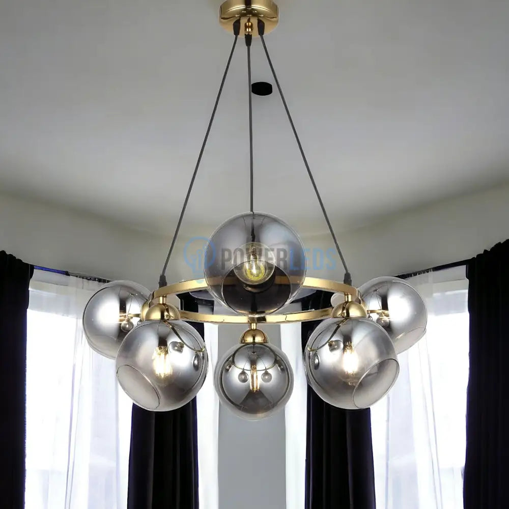 Lustra Abajur Fumuriu Gold 6Xe27 Mx399-6 Chandeliers