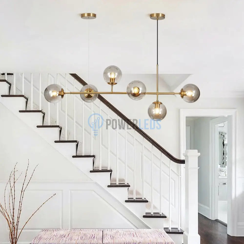 Lustra Abajur Transparent Gold Liniara 6Xe14 Chandeliers