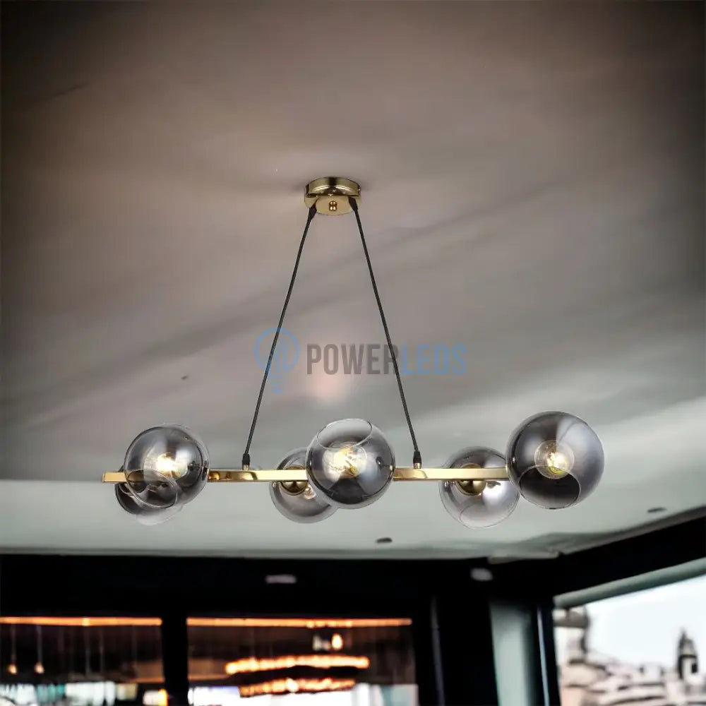 Lustra Abajur Fumuriu Gold Liniara 6Xe27 Mx401-6 Chandeliers