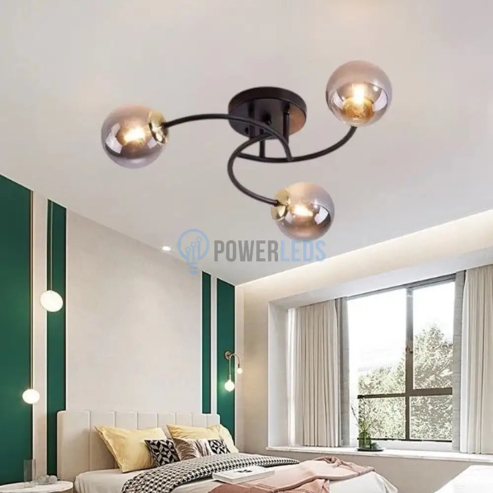 Lustra Abajur Fumuriu RIEVA 3xE27 Black NEAGRA / ABAJUR Chandeliers