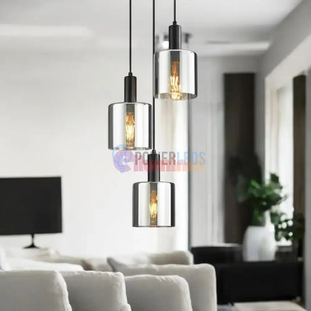 Lustra Abajur Fumuriu SAVIO Suport Rotund 3xE27 powerleds.ro