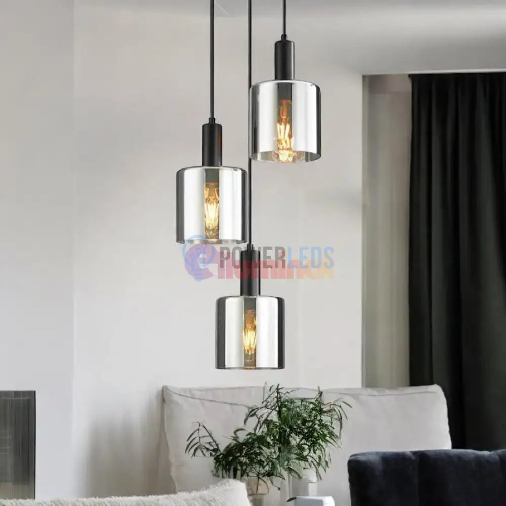 Lustra Abajur Fumuriu SAVIO Suport Rotund 3xE27 powerleds.ro