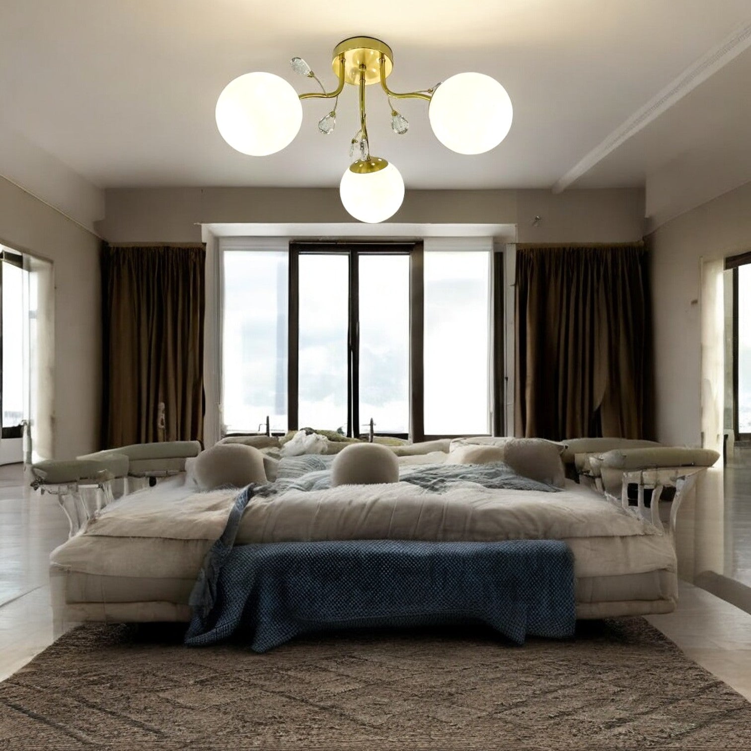 Lustra Abajur Mat Aplicata 3xE27 Gold Glamour