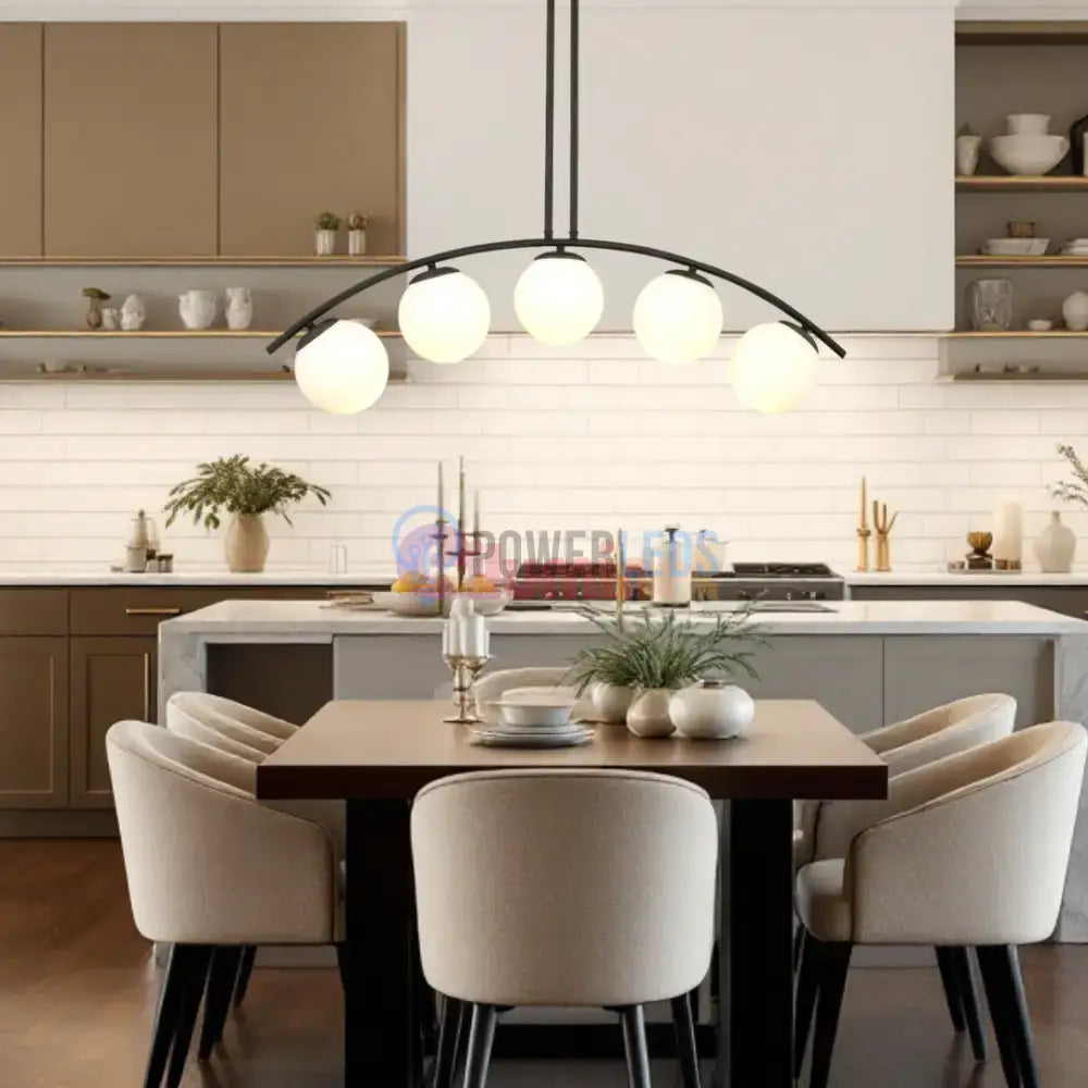 Lustra Abajur MAT BLACK ARQUE 5xE27 powerleds.ro