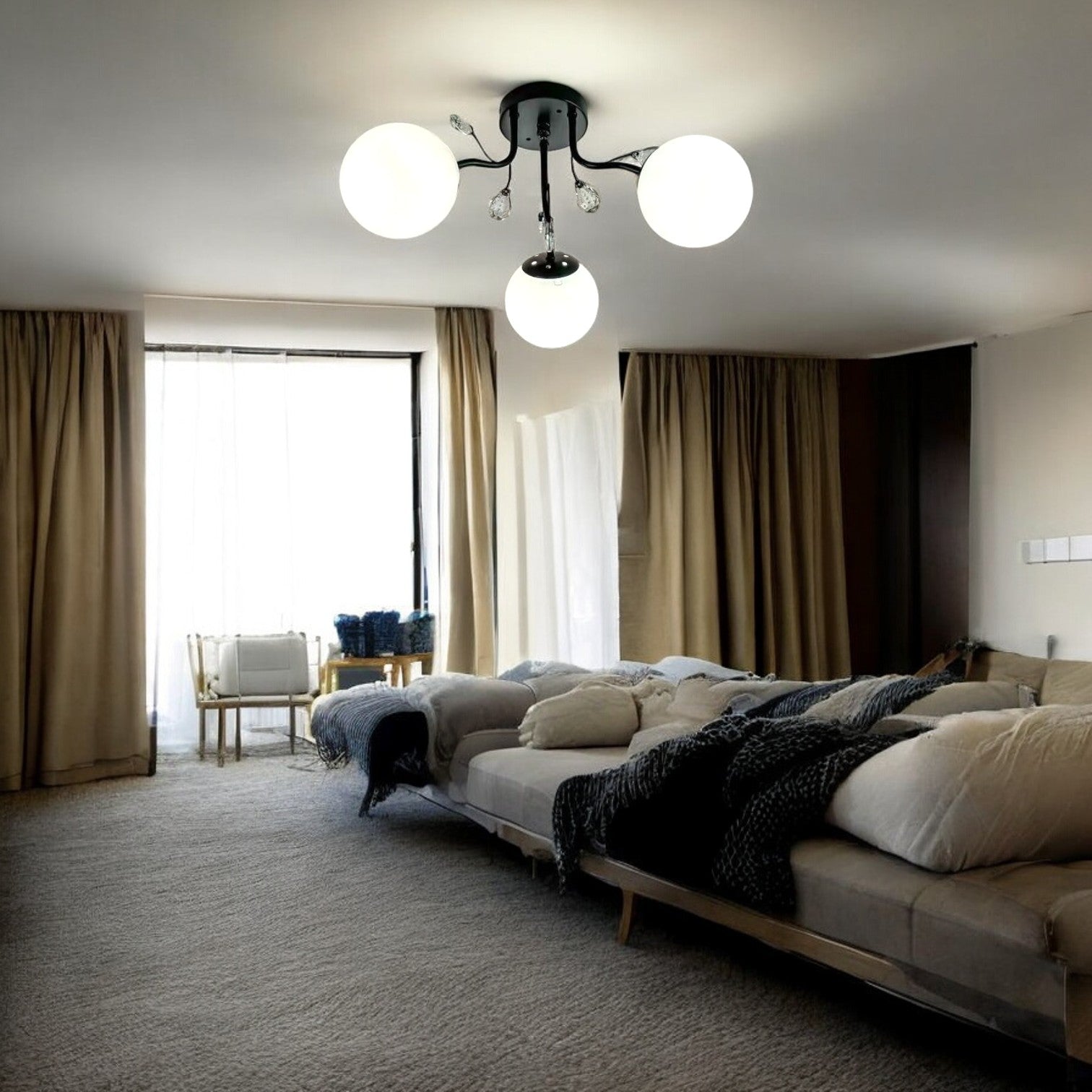 Lustra Abajur Mat Aplicata 3xE27 Black Glamour