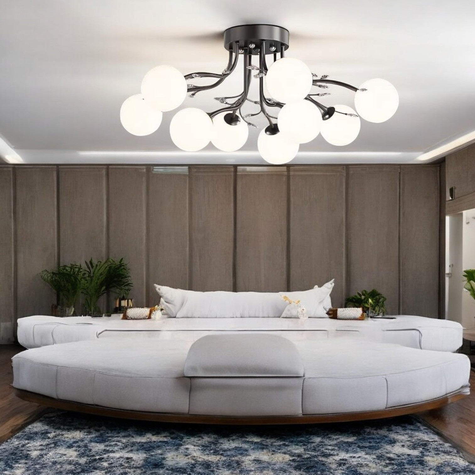 Lustra Abajur Mat Aplicata 9xE27 Black Glamour