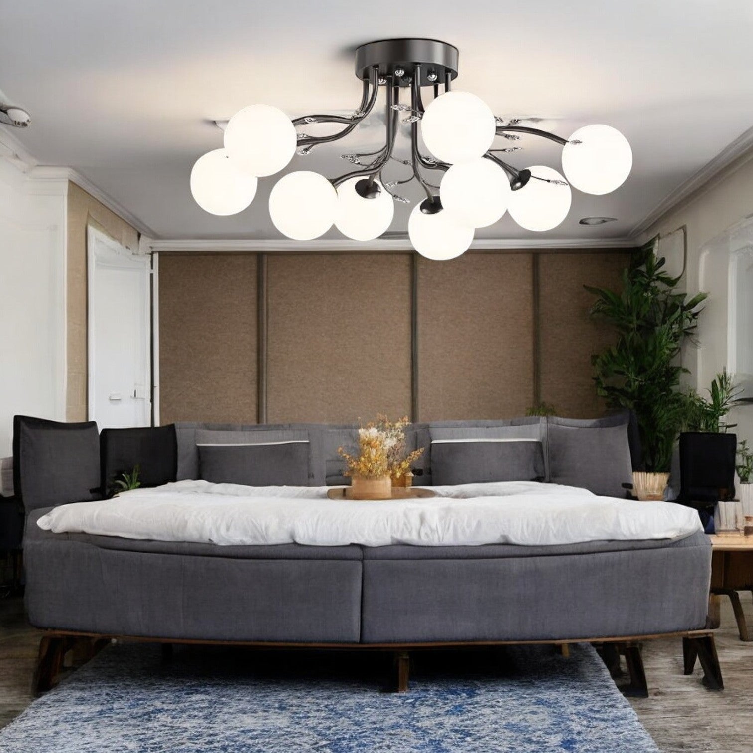 Lustra Abajur Mat Aplicata 9xE27 Black Glamour